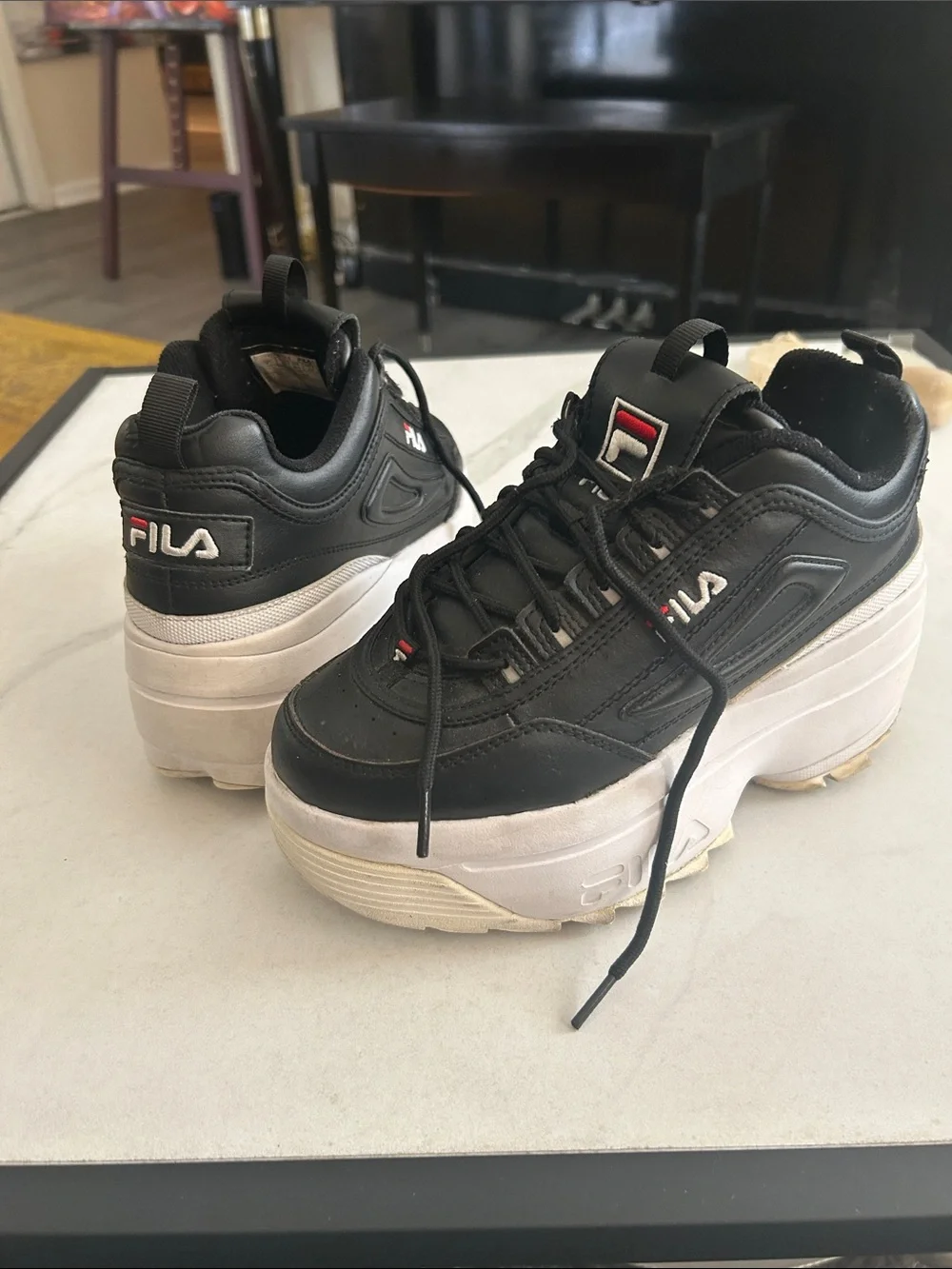 FILA Black and White Women's High Platform Sneakers Size 7